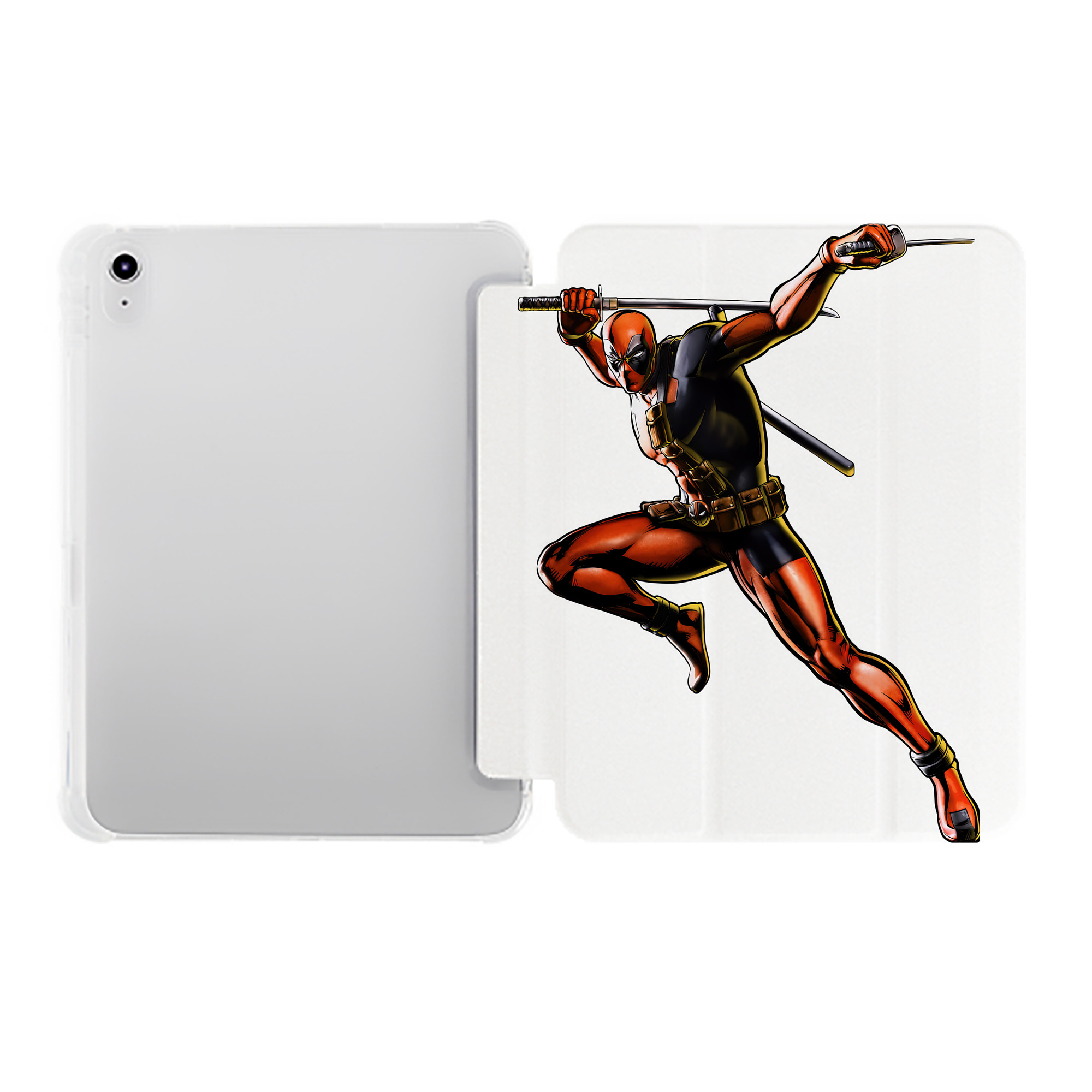 （画像用） Deadpool デッドプール IPad ケース ペン収納付き 三つ折りスタンド PUレザー×シリコン 対応機種9.5/10.5/10.9インチ